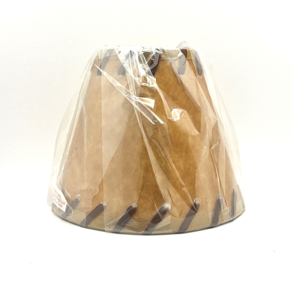 Vintage Mini Clip On Lamp Shade 6" Rustic Western Brown Laced NOS Unused